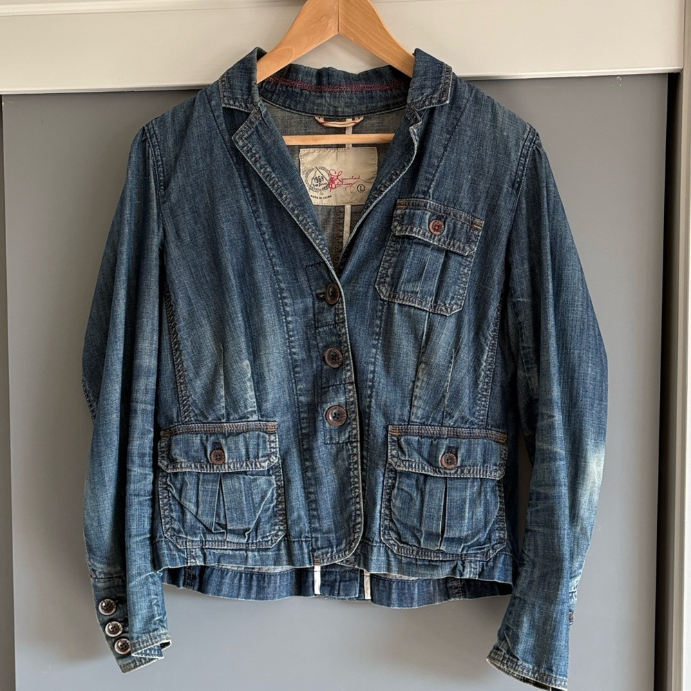 GAP Blue Denim Jean Jacket with Button Accents